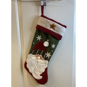 Fleece Embroidered Santa Clause Christmas Stocking